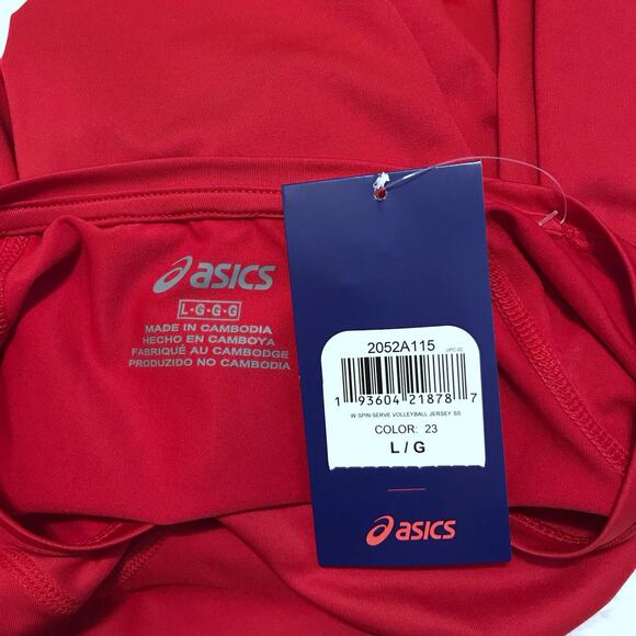 ASICS NWT Shorts Sleeves Spin Serve Volleyball Jersey Women L - Picture 8 of 9